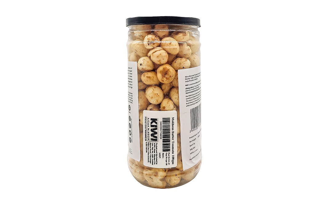 Kiwi Kisan Window Roasted Makhana Butter Tomato Tang   Glass Jar  100 grams
